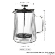 French Press Coffee Maker Double-Layer Glass Coffee Maker Ribbed Coffee Maker - Clear - Size 1000ML In Australia - Darrahopens