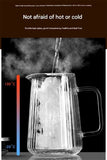 French Press Coffee Maker Double-Layer Glass Coffee Maker Ribbed Coffee Maker - Clear - Size 1000ML