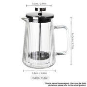 French Press Coffee Maker Double-Layer Glass Coffee Maker Ribbed Coffee Maker - Clear - Size 350ML In Australia - Darrahopens