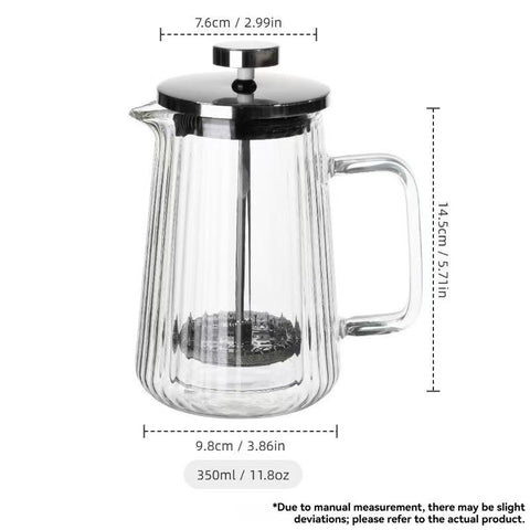 French Press Coffee Maker Double-Layer Glass Coffee Maker Ribbed Coffee Maker - Clear - Size 350ML In Australia - Darrahopens