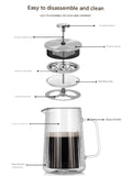 French Press Coffee Maker Double-Layer Glass Coffee Maker Ribbed Coffee Maker - Clear - Size 350ML