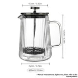 French Press Coffee Maker Double-Layer Glass Coffee Maker Ribbed Coffee Maker - Clear - Size 350ML
