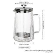 French Press Coffee Maker Double-Layer Glass Coffee Maker Ribbed Coffee Maker - Clear - Size 350ML