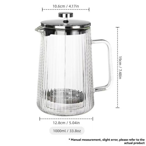 French Press Coffee Maker Double-Layer Glass Coffee Maker Ribbed Coffee Maker - Clear - Size 650ML In Australia - Darrahopens