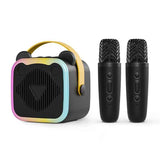 Mini Cat Ear Karaoke Machine Wireless Microphones USB Rechargeable RGB Party - Pink - Size 01