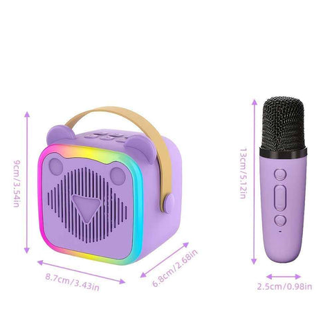 Mini Cat Ear Karaoke Machine Wireless Microphones USB Rechargeable RGB Party - Purple - Size 01 In Australia - Darrahopens