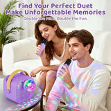 Mini Cat Ear Karaoke Machine Wireless Microphones USB Rechargeable RGB Party - Purple - Size 01