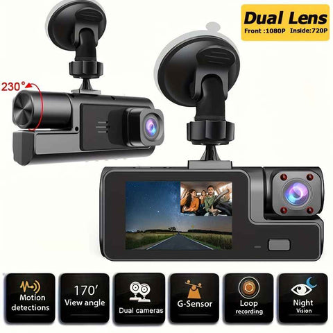 Dash Camera Car Camera Dual Lens Dash Cam 1080p Front Camera 720p Interior - Black - Size 01 In Australia - Darrahopens