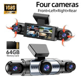 4-Camera Dash Cam 1080P Full-HD Dash Cam Car Dash Cam With 64GB Memory Card - Black - Size 01 In Australia - Darrahopens