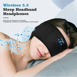 Wireless Sleep Headphones Headband Headphones Music Eye Mask Side Sleeper - Black - Size 001