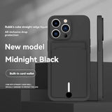 iPhone card holder case, built-in wallet phone case, midnight black phone case, drop protection case, iPhone wallet case Australia, Rubik's cube design case - Black - Size iPhone 16 Pro Max In Australia - Darrahopens