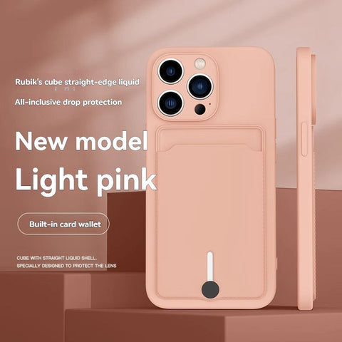 iPhone card holder case, built-in wallet phone case, midnight black phone case, drop protection case, iPhone wallet case Australia, Rubik's cube design case - Pink - Size iPhone 16 plus In Australia - Darrahopens