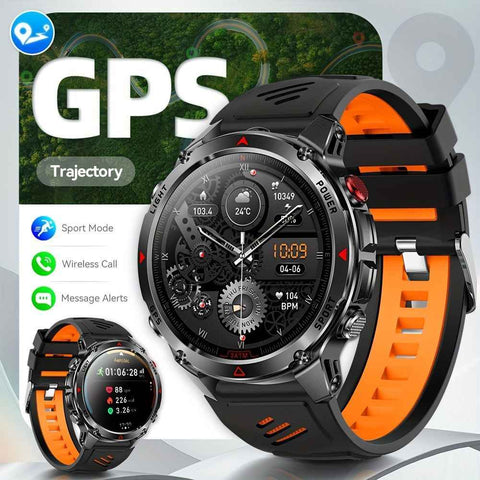 Men'S Outdoor Smart Watch GPS Sports Watch Water-Resistant Smart Watch Wireless - Black orange - Size 01 In Australia - Darrahopens
