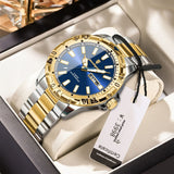 Men'S Watch Stainless Steel Watch Blue Dial Watch Water-Resistant Watch - 959 Golden - Size 01
