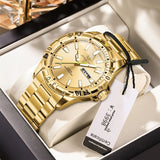 Men'S Watch Stainless Steel Watch Blue Dial Watch Water-Resistant Watch - 959 gold silver blue - Size 01