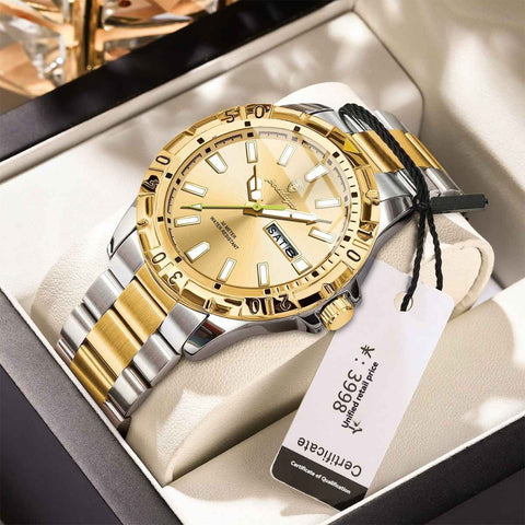 Men'S Watch Stainless Steel Watch Blue Dial Watch Water-Resistant Watch - 959 gold silver - Size 01 In Australia - Darrahopens