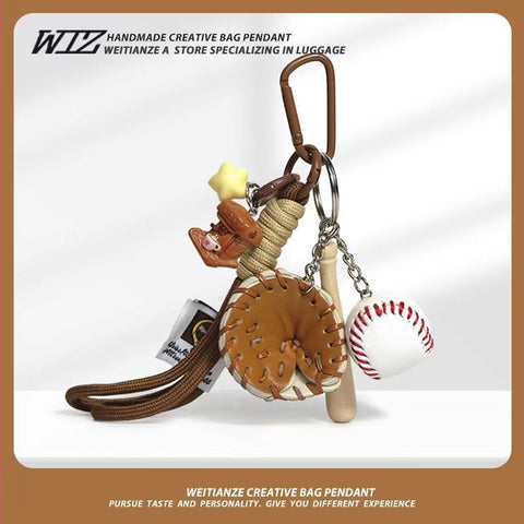Miu-Style Baseball-Themed Couple Bag & Key Chain - baseball - Size 2 In Australia - Darrahopens