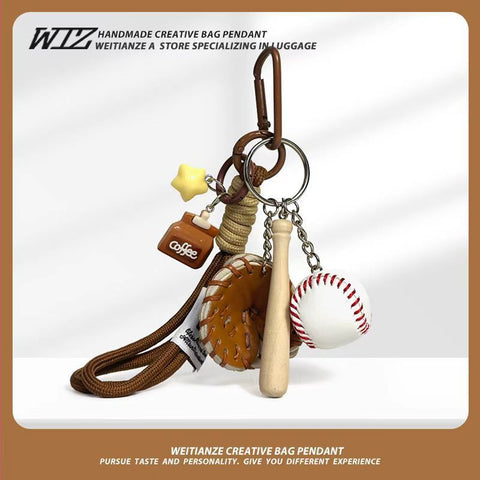 Miu-Style Baseball-Themed Couple Bag & Key Chain - baseball - Size 5 In Australia - Darrahopens