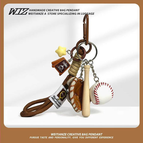 Miu-Style Baseball-Themed Couple Bag & Key Chain - baseball - Size 6 In Australia - Darrahopens