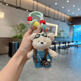 cute teddy bear keychain, plush teddy bear, teddy bear with goggles, teddy bear overalls, fashion keychain, bag charm, cute accessories - Blue - Size 1 In Australia - Darrahopens