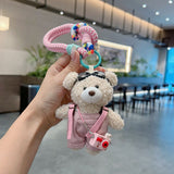 cute teddy bear keychain, plush teddy bear, teddy bear with goggles, teddy bear overalls, fashion keychain, bag charm, cute accessories - Light Brown - Size 1 In Australia - Darrahopens