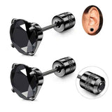 White Synthetic Diamond Earrings Embossed Floral Pattern Stud Earrings - Black - Size 01 In Australia - Darrahopens
