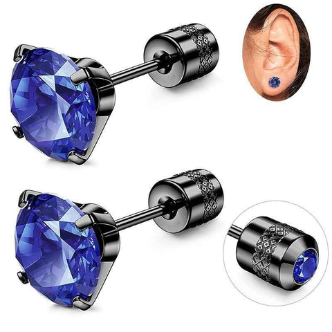 White Synthetic Diamond Earrings Embossed Floral Pattern Stud Earrings - Blue - Size 01 In Australia - Darrahopens