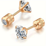 White Synthetic Diamond Earrings Embossed Floral Pattern Stud Earrings - Multi-color - Size 01