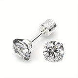 White Synthetic Diamond Earrings Embossed Floral Pattern Stud Earrings - Multi-color - Size 01