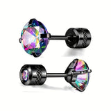 White Synthetic Diamond Earrings Embossed Floral Pattern Stud Earrings - Multi-color - Size 01