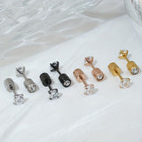 White Synthetic Diamond Earrings Embossed Floral Pattern Stud Earrings - Multi-color - Size 01