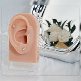 White Synthetic Diamond Earrings Embossed Floral Pattern Stud Earrings - Rainbow - Size 01