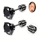 White Synthetic Diamond Earrings Embossed Floral Pattern Stud Earrings - Rose gold - Size 01