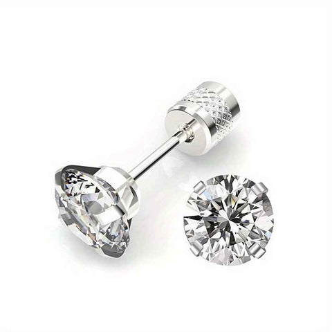 White Synthetic Diamond Earrings Embossed Floral Pattern Stud Earrings - Silver - Size 01 In Australia - Darrahopens