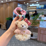 teddy bear keychain, cute accessories, fashion keychain, bow keychain, skirted teddy keychain, gift idea, Australian accessories - Pink - Size 1 In Australia - Darrahopens