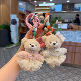 teddy bear keychain, cute accessories, fashion keychain, bow keychain, skirted teddy keychain, gift idea, Australian accessories - White - Size 1