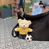 teddy bear keychain, soccer keychain, striped t-shirt keychain, car keychain, bag charm, plush keychain, sports accessory, gift for soccer fans, trendy keychain, cute keyring - Pink - Size 1