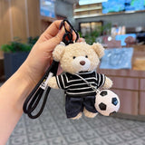 teddy bear keychain, soccer keychain, striped t-shirt keychain, car keychain, bag charm, plush keychain, sports accessory, gift for soccer fans, trendy keychain, cute keyring - Yellow - Size 1 In Australia - Darrahopens