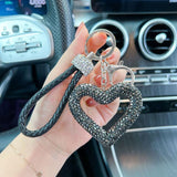 red heart keychain, hollowed-out clay keychain, full diamond keychain, car key accessory, women's fashion accessory, Australian fashion, gift for her, sparkly keychain, clay keyring - Black - Size White diamond leather cord In Australia - Darrahopens