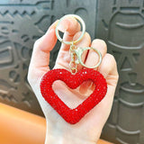 red heart keychain, hollowed-out clay keychain, full diamond keychain, car key accessory, women's fashion accessory, Australian fashion, gift for her, sparkly keychain, clay keyring - Gold - Size Simple buckle In Australia - Darrahopens