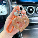 red heart keychain, hollowed-out clay keychain, full diamond keychain, car key accessory, women's fashion accessory, Australian fashion, gift for her, sparkly keychain, clay keyring - Gold - Size Simple buckle