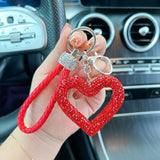 red heart keychain, hollowed-out clay keychain, full diamond keychain, car key accessory, women's fashion accessory, Australian fashion, gift for her, sparkly keychain, clay keyring - Gold - Size Simple buckle