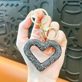 red heart keychain, hollowed-out clay keychain, full diamond keychain, car key accessory, women's fashion accessory, Australian fashion, gift for her, sparkly keychain, clay keyring - White - Size Simple buckle In Australia - Darrahopens