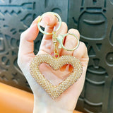 red heart keychain, hollowed-out clay keychain, full diamond keychain, car key accessory, women's fashion accessory, Australian fashion, gift for her, sparkly keychain, clay keyring - White - Size Simple buckle In Australia - Darrahopens