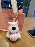 West Highland White Terrier keychain, ice-cream bag charm, plush puppy accessory, cute dog keychain, Australian gift, scribbled puppy plush - blue and yellow - Size 1