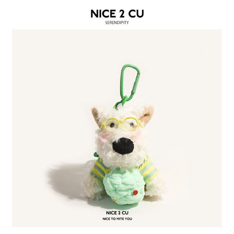 West Highland White Terrier keychain, ice-cream bag charm, plush puppy accessory, cute dog keychain, Australian gift, scribbled puppy plush - Green - Size 1 In Australia - Darrahopens