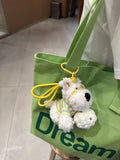West Highland White Terrier keychain, ice-cream bag charm, plush puppy accessory, cute dog keychain, Australian gift, scribbled puppy plush - yellow and white - Size 1