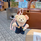 cute teddy bear keychain, teddy bear with suspenders, knitted sweater teddy bear, bag charm, quirky accessory, gift for teddy bear lovers - Blue - Size 1