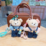 cute teddy bear keychain, teddy bear with suspenders, knitted sweater teddy bear, bag charm, quirky accessory, gift for teddy bear lovers - Blue - Size 1