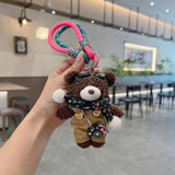 cute plush teddy bear keychain, scarf, overalls, Korean-style keychain, plush keychain, teddy bear accessory, small plushie, bag charm, gift for teen, Australian fashion accessoryv - Blue - Size 1 In Australia - Darrahopens